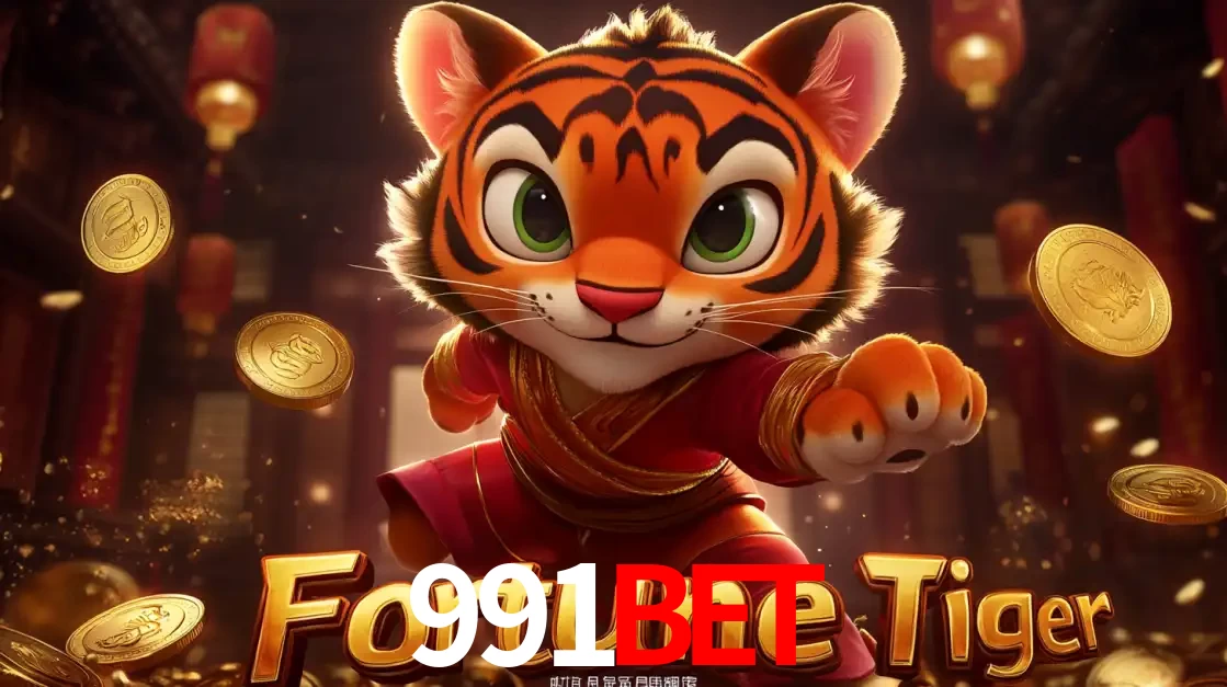 O carismático mascote do jogo de slot Fortune Tiger, um tigre fofo em pose de artes marciais, pronto para trazer sorte e multiplicadores de ganhos no cassino online 991bet.