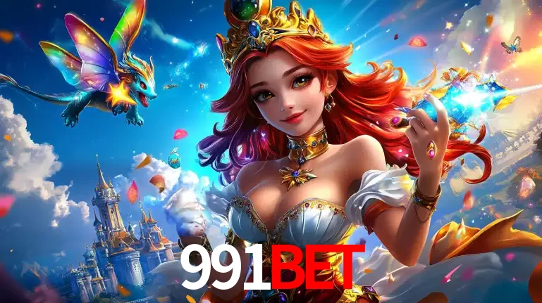 A princesa de um reino de fantasia mágico, com seu pequeno dragão, apresentando um mundo de prêmios encantados nos jogos de caça-níqueis do cassino 991bet.